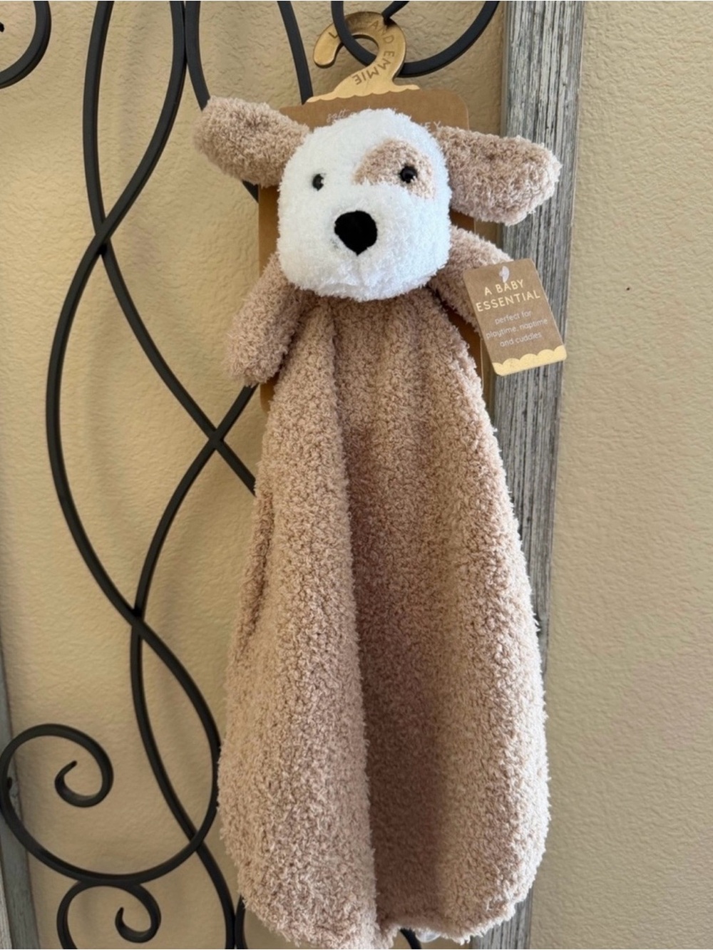 Baby Essentials Tan and White Puppy Lovey Blanket